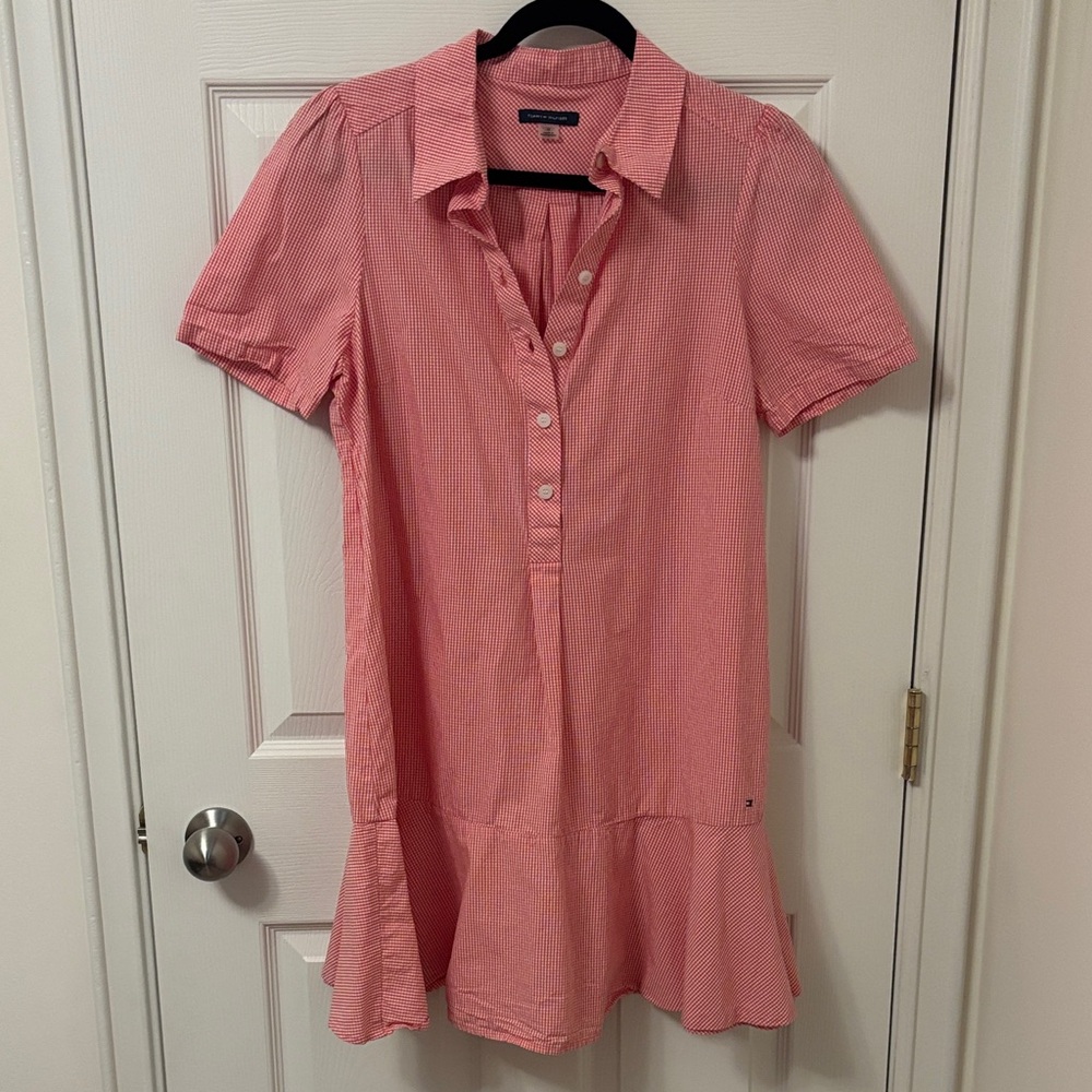 Tommy Hilfiger Red Gingham Button-Up Dress